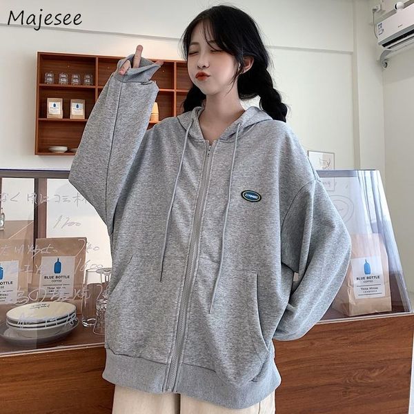 women's jackets womens autumn hooded zipper fashion long sleeve simple harajuku students korean style casual coats female outwear loose, Black;brown
women's jackets womens autumn hooded zipper fashion long sleeve simple harajuku students korean style casual coats female outwear loose, Black;brown