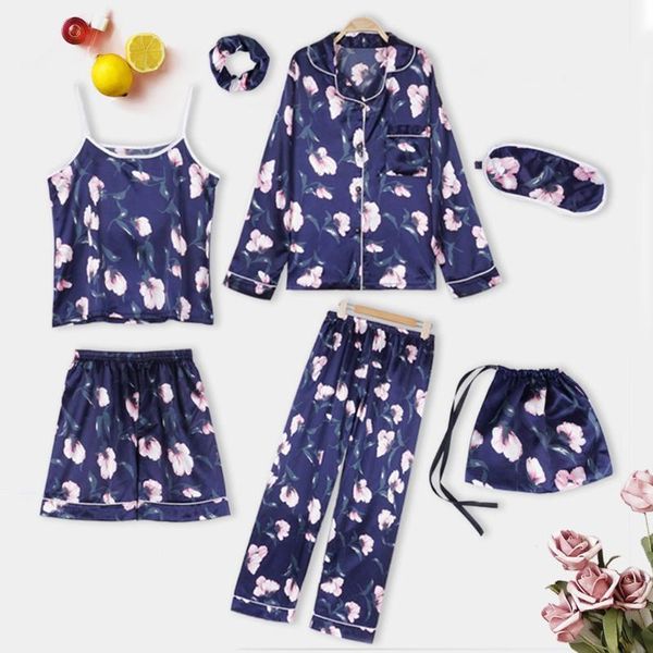 satin 7 pieces pajamas sets women lace robe pajamas sleepwear kit sleeveless printing nightwear blindfold set1, Black;red
satin 7 pieces pajamas sets women lace robe pajamas sleepwear kit sleeveless printing nightwear blindfold set1, Black;red
