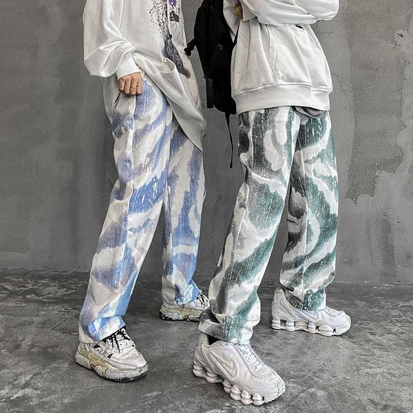 korean cotton tie-dye pants men's fashion retro casual pants men streetwear wild loose hip-hop straight trousers mens m-2xl, Black 
korean cotton tie-dye pants men's fashion retro casual pants men streetwear wild loose hip-hop straight trousers mens m-2xl, Black