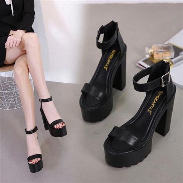 new european and american non-slip platform with sky-high thick heel nightclub dance runway show female sandals, Black
new european and american non-slip platform with sky-high thick heel nightclub dance runway show female sandals, Black