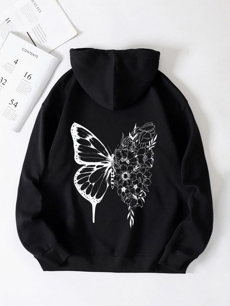 butterfly & floral print kangaroo pocket drawstring thermal hoodie j1mo#, White;black
butterfly & floral print kangaroo pocket drawstring thermal hoodie j1mo#, White;black