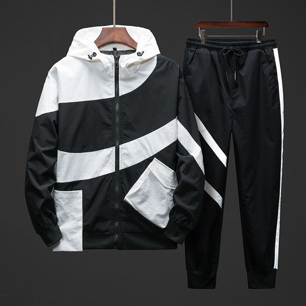 2021 new tracksuit spring autumn sport suit hooded sweatshirts+pants hip hop patchwork two piece for men sweatsuit clothing 3led, Black 
2021 new tracksuit spring autumn sport suit hooded sweatshirts+pants hip hop patchwork two piece for men sweatsuit clothing 3led, Black