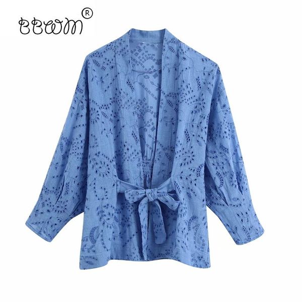2020 women fashion chic blue openwork embroidery blouses vintage bow sashes lace-up back elastic shirts chic kimono, White
2020 women fashion chic blue openwork embroidery blouses vintage bow sashes lace-up back elastic shirts chic kimono, White