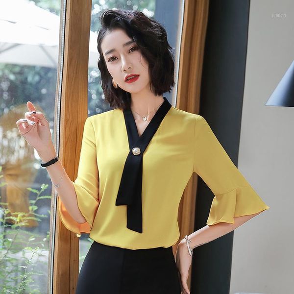 women work blouses & shirts yellow summer office uniform styles ladies blouses and new style1, White
women work blouses & shirts yellow summer office uniform styles ladies blouses and new style1, White