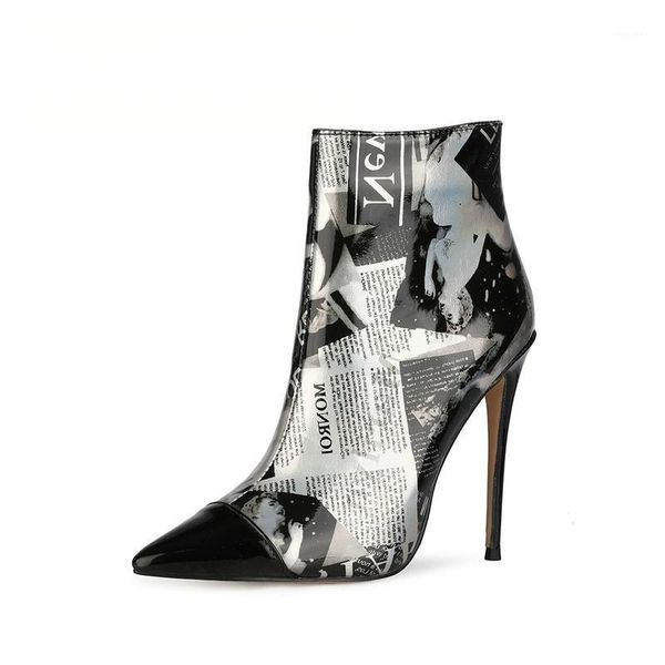 2020 shoes for women graffiti short boots pointed stiletto patent leather boots large size winter women zapatos de mujer1, Black 
2020 shoes for women graffiti short boots pointed stiletto patent leather boots large size winter women zapatos de mujer1, Black