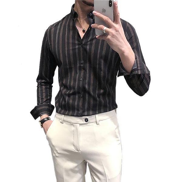 2021 spring and autumn new luxury boutique fashion striped mens casual business slim long-sleeved shirt male dress, White;black
2021 spring and autumn new luxury boutique fashion striped mens casual business slim long-sleeved shirt male dress, White;black