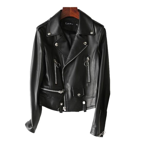 women's leather & faux 22021 genuine jacket women spring autumn real sheepshin clothing fashion, Black
women's leather & faux 22021 genuine jacket women spring autumn real sheepshin clothing fashion, Black