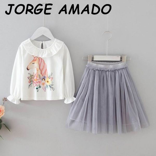 2020 autumn new girls outfits unicorn white long sleeve shirt+gray gauze skirt 2pcs suits girls clothing set e2118
2020 autumn new girls outfits unicorn white long sleeve shirt+gray gauze skirt 2pcs suits girls clothing set e2118