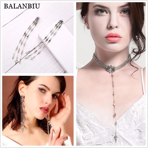 balanbiu retro women fashion jewelry set hyperbole long tassel earrings vintage silver color crystal pendant choker necklace
balanbiu retro women fashion jewelry set hyperbole long tassel earrings vintage silver color crystal pendant choker necklace