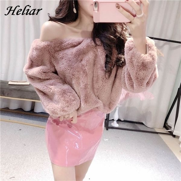 heliar velvet sweaters women off shoulder pullovers casual solid elegant warm cashmere rumpers autumn winter sweater 201119, White;black
heliar velvet sweaters women off shoulder pullovers casual solid elegant warm cashmere rumpers autumn winter sweater 201119, White;black