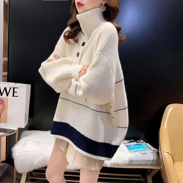 thickened high neck sweater women's middle and long loose knitted bottoming shirt new style in autumn and winter, White;black
thickened high neck sweater women's middle and long loose knitted bottoming shirt new style in autumn and winter, White;black