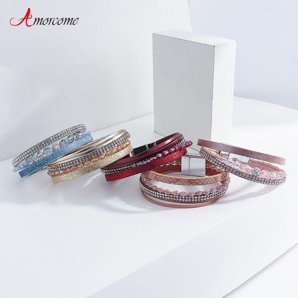 tennis amorcome handmade sweet color women leather bracelets shiny rhinestone crystal beads wrap bracelet gift pulseras mujer moda 2021, Golden;silver
tennis amorcome handmade sweet color women leather bracelets shiny rhinestone crystal beads wrap bracelet gift pulseras mujer moda 2021, Golden;silver