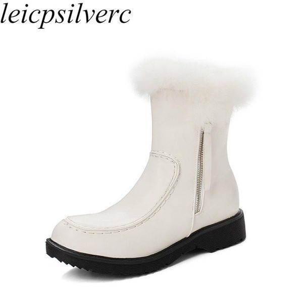 women's boots autumn and winter snow boots in the low heel leather fur round toe 2020 pu new fashion white plush, Black
women's boots autumn and winter snow boots in the low heel leather fur round toe 2020 pu new fashion white plush, Black