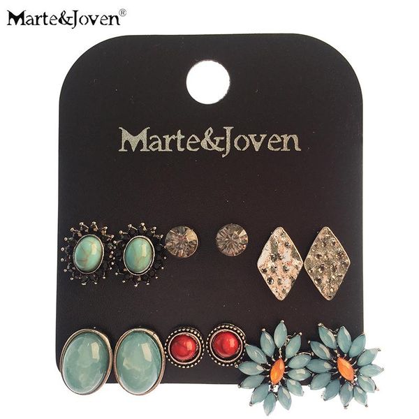 marte&joven 6 pcs/set blue stone stud earrings set for women classic round/oval/rhombic silver color earrings accessories gifts, Golden;silver
marte&joven 6 pcs/set blue stone stud earrings set for women classic round/oval/rhombic silver color earrings accessories gifts, Golden;silver