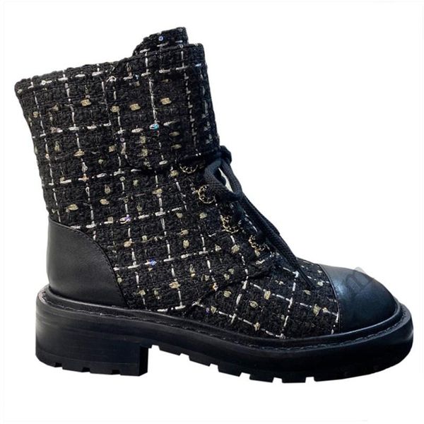 women chunky ankle boots real leather plaid print cloth patchwork round toe lace up design female shoes, Black
women chunky ankle boots real leather plaid print cloth patchwork round toe lace up design female shoes, Black