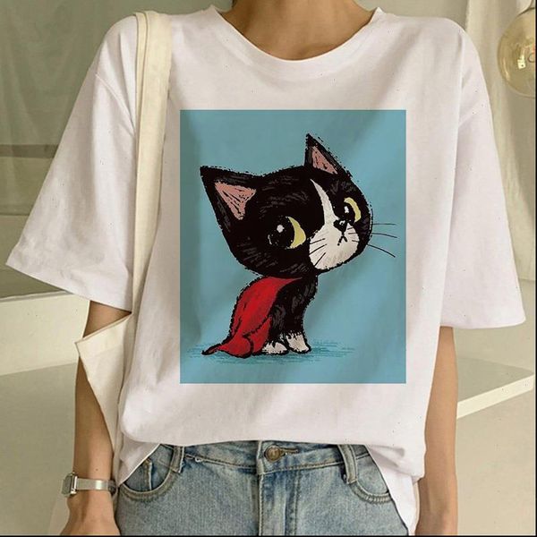 summer t shirt women streetwear cute cat printed casual harajuku graphic tee female funny kawaii t shirts, White
summer t shirt women streetwear cute cat printed casual harajuku graphic tee female funny kawaii t shirts, White