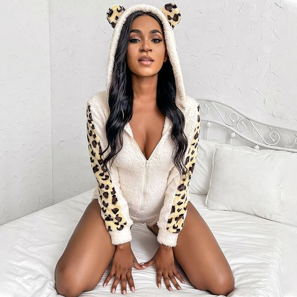 leopard print patchwork hooded playsuits 2022 women zipper v neck romper winter party slim jumpsuits pajamas, Black;white
leopard print patchwork hooded playsuits 2022 women zipper v neck romper winter party slim jumpsuits pajamas, Black;white