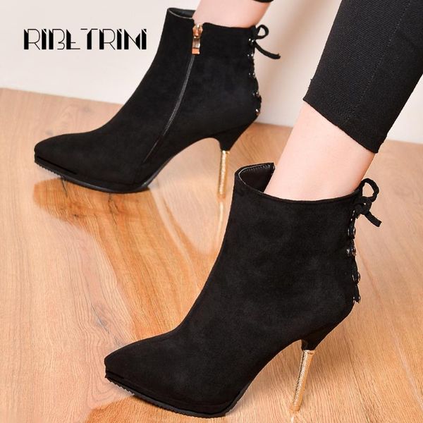 ribetrini thin high heels ankle boots women flock pointed toe platform boots female shoes lace woman shoes women, Black
ribetrini thin high heels ankle boots women flock pointed toe platform boots female shoes lace woman shoes women, Black