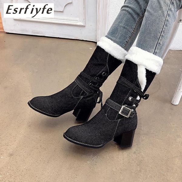 esrfiyfe 2020 new plus size 34-48 winter shoes women snow boots denim buckle thick heel comfortable casual mid calf boots woman1, Black
esrfiyfe 2020 new plus size 34-48 winter shoes women snow boots denim buckle thick heel comfortable casual mid calf boots woman1, Black
