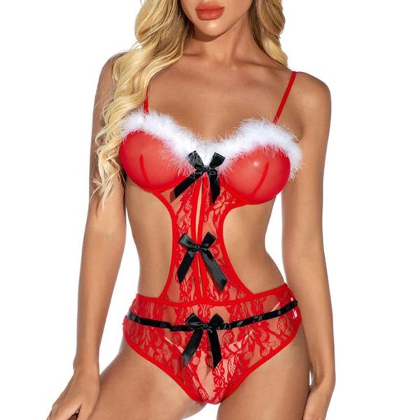 christmas lingerie women deep v halter pajamas thong backless bow bodysuit teddy one jumpsuit lace babydoll a30, Red;black
christmas lingerie women deep v halter pajamas thong backless bow bodysuit teddy one jumpsuit lace babydoll a30, Red;black