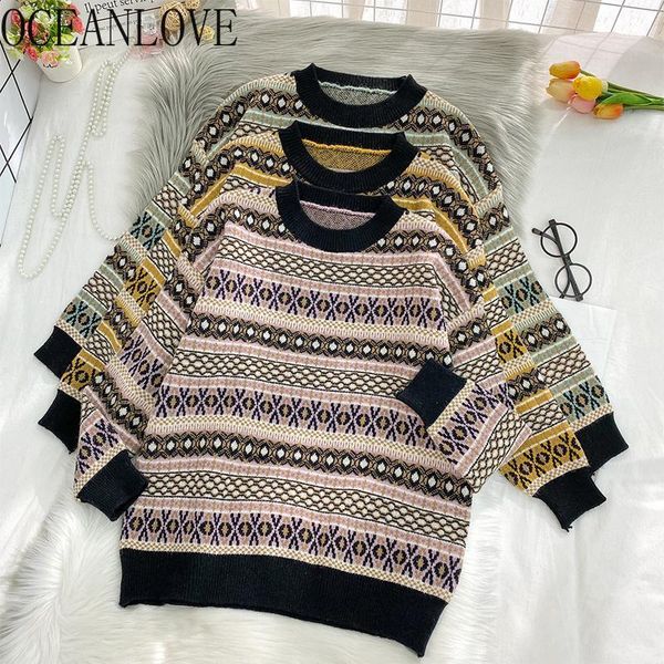 oceanlove vintage woman sweaters 2020 autumn winter clothes japan style loose printed fashion pull femme ropa mujer 190111, White;black
oceanlove vintage woman sweaters 2020 autumn winter clothes japan style loose printed fashion pull femme ropa mujer 190111, White;black