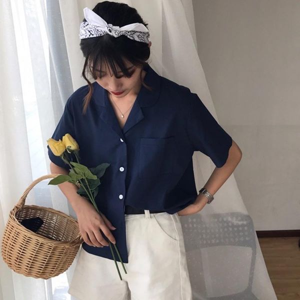 retro summer short sleeve shirt loose cardigan 2020 women shirt casual blusas, White
retro summer short sleeve shirt loose cardigan 2020 women shirt casual blusas, White