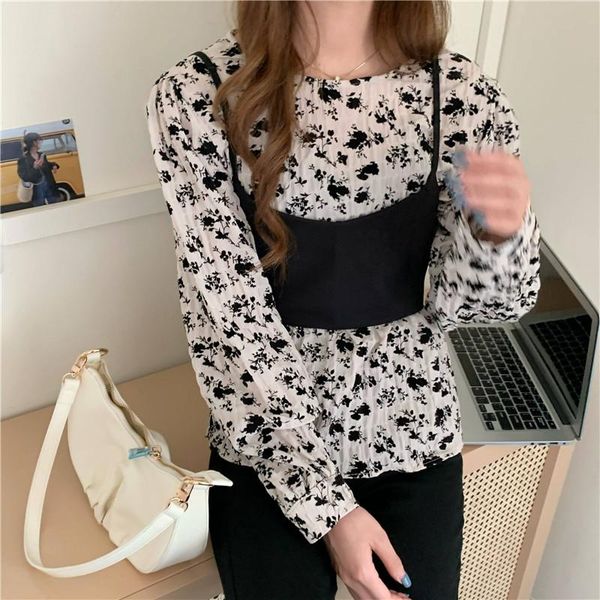 women's blouses & shirts vintage two piece blouse women autumn korean long sleeve vest and ladies streetwear blusas camisas mujer, White
women's blouses & shirts vintage two piece blouse women autumn korean long sleeve vest and ladies streetwear blusas camisas mujer, White