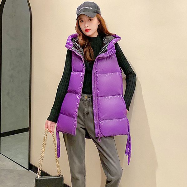 winter female vest 2020 hooded sleeveless jacket with zipper korean style stand collar cotton padded casual coats
winter female vest 2020 hooded sleeveless jacket with zipper korean style stand collar cotton padded casual coats