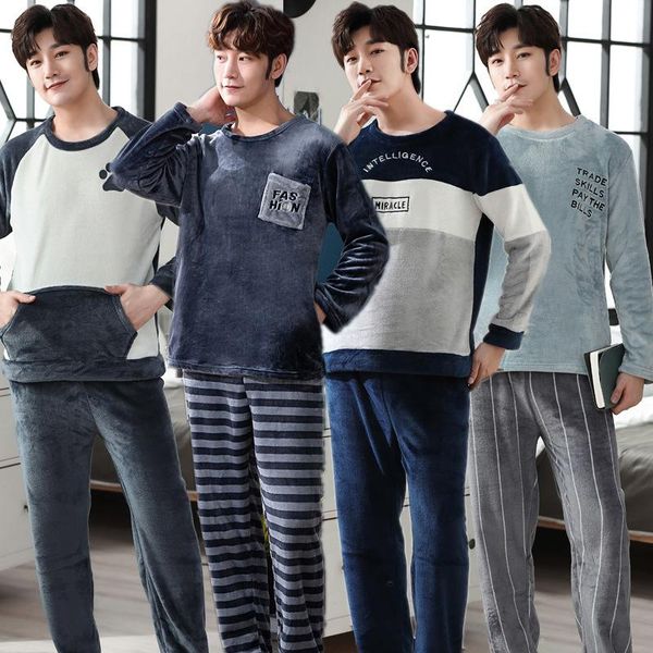men's sleepwear autumn and winter coral fleece pajamas long-sleeved thickened plus youth pigiama uomo flannel home service suit, Black;brown
men's sleepwear autumn and winter coral fleece pajamas long-sleeved thickened plus youth pigiama uomo flannel home service suit, Black;brown