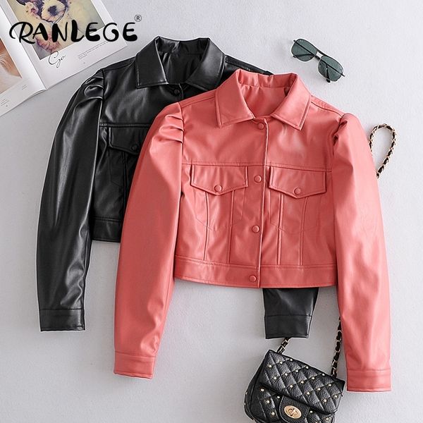 ranlege women high street pu faux leather cropped moto bike jacket puff long sleeve pockets coat turn down collar short jackets 201030, Black
ranlege women high street pu faux leather cropped moto bike jacket puff long sleeve pockets coat turn down collar short jackets 201030, Black