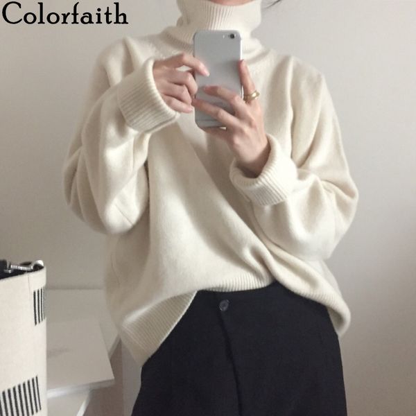 colorfaith new 2019 women's autumn winter sweaters pullover turtleneck solid minimalist elegant office lady loose t200319, White;black
colorfaith new 2019 women's autumn winter sweaters pullover turtleneck solid minimalist elegant office lady loose t200319, White;black