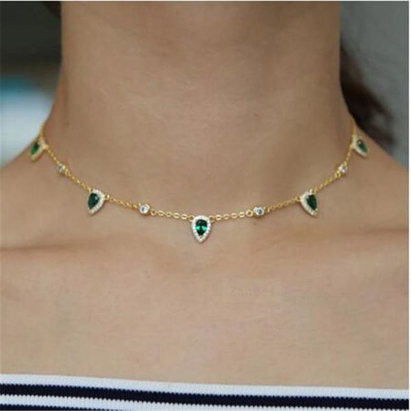 fashion vintage jewelry green crystal choker necklace water drop round charm link chain trendy zircon necklaces, Silver
fashion vintage jewelry green crystal choker necklace water drop round charm link chain trendy zircon necklaces, Silver