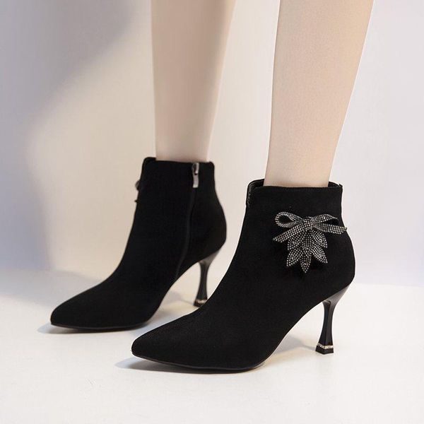 boots suede ankle high heels women pointed toe heel crystal black short shoes 2021 botas de mujer
boots suede ankle high heels women pointed toe heel crystal black short shoes 2021 botas de mujer