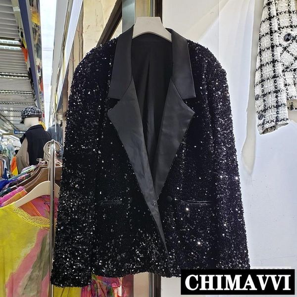 heavy industry sequined black suit jacket female autumn new loose casual blazer jacket streetwear women's coat, White;black
heavy industry sequined black suit jacket female autumn new loose casual blazer jacket streetwear women's coat, White;black