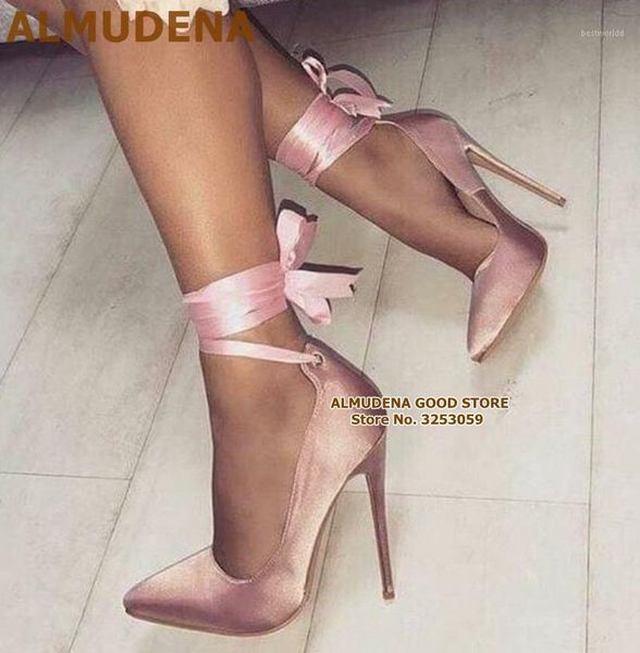 almudena women elegant pink satin cloth riband pumps stiletto heels pointed toe ribbon lace-up satin fabric wedding shoes pumps1, Black
almudena women elegant pink satin cloth riband pumps stiletto heels pointed toe ribbon lace-up satin fabric wedding shoes pumps1, Black