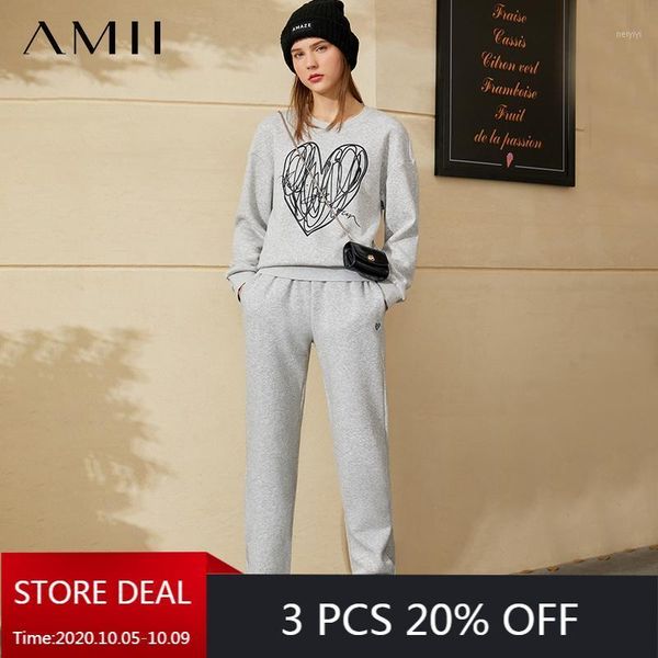 women's tracksuits amii minimalism autumn winter causal suits for women fashion embroidery oneck loose hoodies elastic waist women', Gray
women's tracksuits amii minimalism autumn winter causal suits for women fashion embroidery oneck loose hoodies elastic waist women', Gray