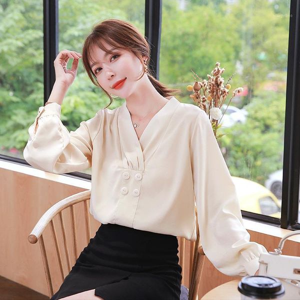 professional chiffon shirt female autumn 2020 new style korean-style v-neck lantern sleeve sense of design non-mainstream w1, White
professional chiffon shirt female autumn 2020 new style korean-style v-neck lantern sleeve sense of design non-mainstream w1, White