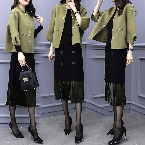 of winter women piece pantsuits tweed wool jacket and skirt joint fashion femme deux parts 3esg, White;black
of winter women piece pantsuits tweed wool jacket and skirt joint fashion femme deux parts 3esg, White;black