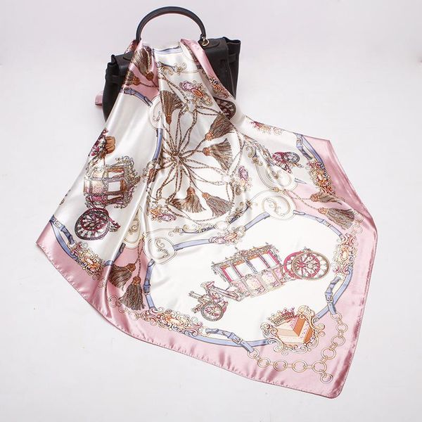 scarves 2021 90x90 carriage chain multipurpose women silk twill scarf satin square tie hairband ladies foulard femme towel bufanda shawl, Blue;gray
scarves 2021 90x90 carriage chain multipurpose women silk twill scarf satin square tie hairband ladies foulard femme towel bufanda shawl, Blue;gray