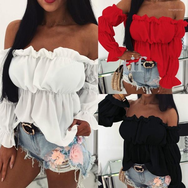 womens and blouses solid color off shoulder ruff sleeve long sleeve ruffled women blouse women shirts1, White
womens and blouses solid color off shoulder ruff sleeve long sleeve ruffled women blouse women shirts1, White