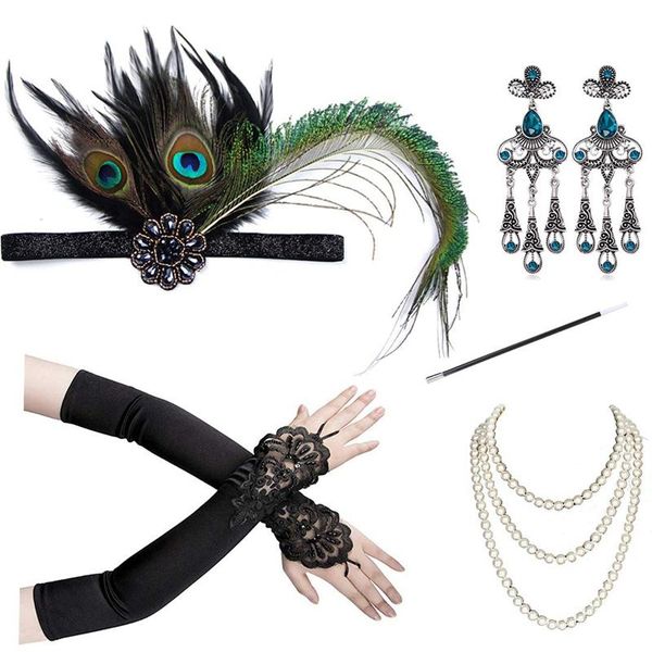 1920s flapper accessories set 20s headband gloves cigarette holder necklace for women prom, Golden;silver
1920s flapper accessories set 20s headband gloves cigarette holder necklace for women prom, Golden;silver