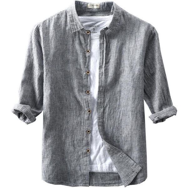2020 new arrivel mens three quarter striped linen shirts turn down collar summer cotton shirts men spring thin causal male, White;black
2020 new arrivel mens three quarter striped linen shirts turn down collar summer cotton shirts men spring thin causal male, White;black