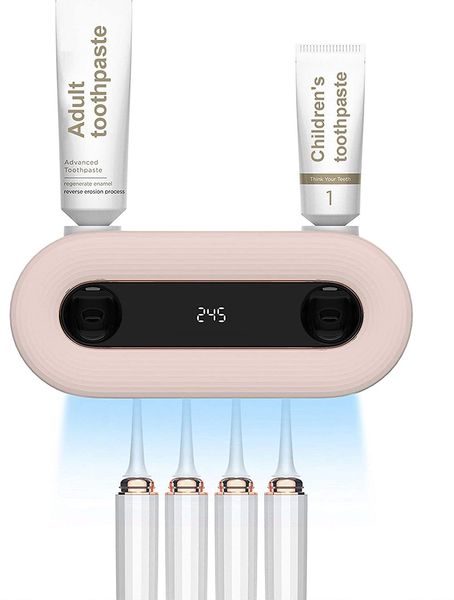 uv toothbrush holder sanitizer wall mounted with 2 toothpaste dispenser, 6-minutes countdown display 4 toothbrushes holding for family use
uv toothbrush holder sanitizer wall mounted with 2 toothpaste dispenser, 6-minutes countdown display 4 toothbrushes holding for family use