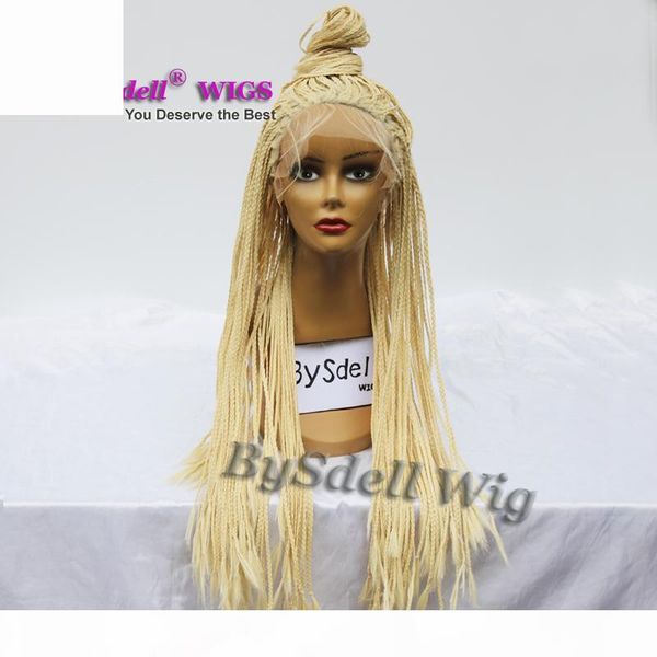 new stylish synthetic blonde color braided lace front wig box braiding hair braid lace front wigs for black women 
new stylish synthetic blonde color braided lace front wig box braiding hair braid lace front wigs for black women