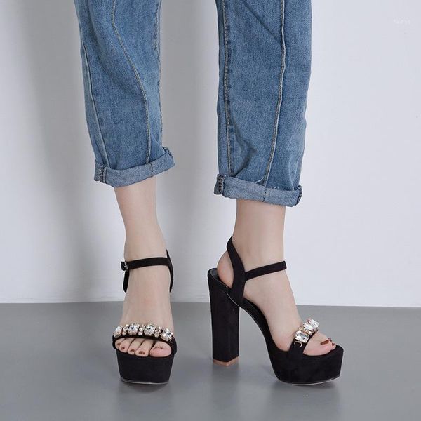 2020 cross-border new european and american outer rough heel waterproof platform rhinestone buckle sandals1, Black
2020 cross-border new european and american outer rough heel waterproof platform rhinestone buckle sandals1, Black