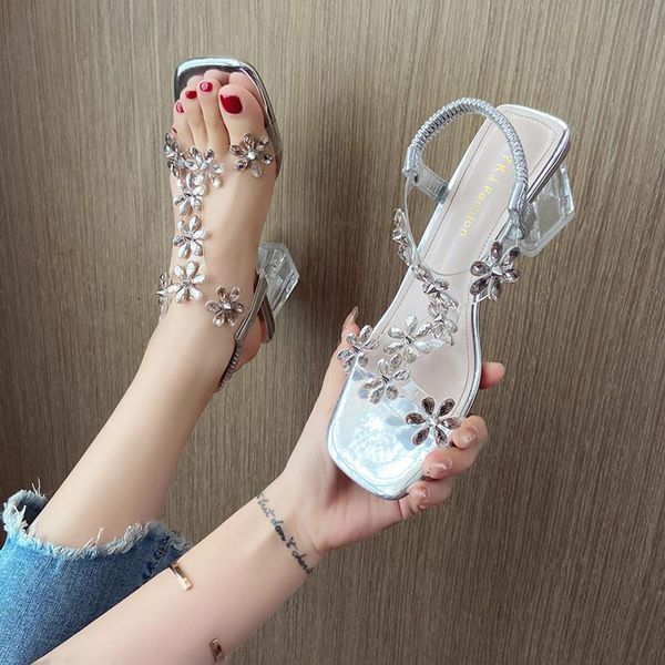 sandals net red crystal female summer fairy style 2021 fashion rhinestone wild word with thick heel high heels, Black 
sandals net red crystal female summer fairy style 2021 fashion rhinestone wild word with thick heel high heels, Black