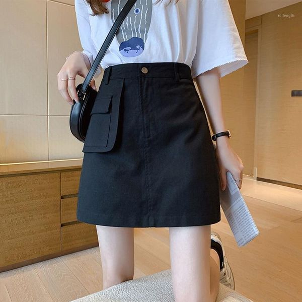 women 2020 summer fashion slim mini skirts female pockets solid short skirt ladies vintage was thin high waist a-line skirt y2131, Black 
women 2020 summer fashion slim mini skirts female pockets solid short skirt ladies vintage was thin high waist a-line skirt y2131, Black