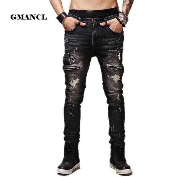 mens ripped biker jeans 100% cotton black skinny slim motorcycle jeans men vintage hole denim joggers pants q1566, Blue
mens ripped biker jeans 100% cotton black skinny slim motorcycle jeans men vintage hole denim joggers pants q1566, Blue