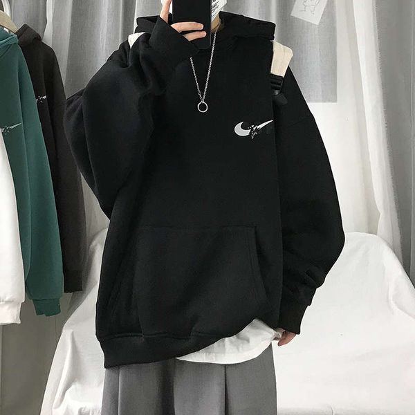 hooded sweater men's versatile korean loose casual plush coat trend thickened handsome sports autumn and winter top, Black
hooded sweater men's versatile korean loose casual plush coat trend thickened handsome sports autumn and winter top, Black
