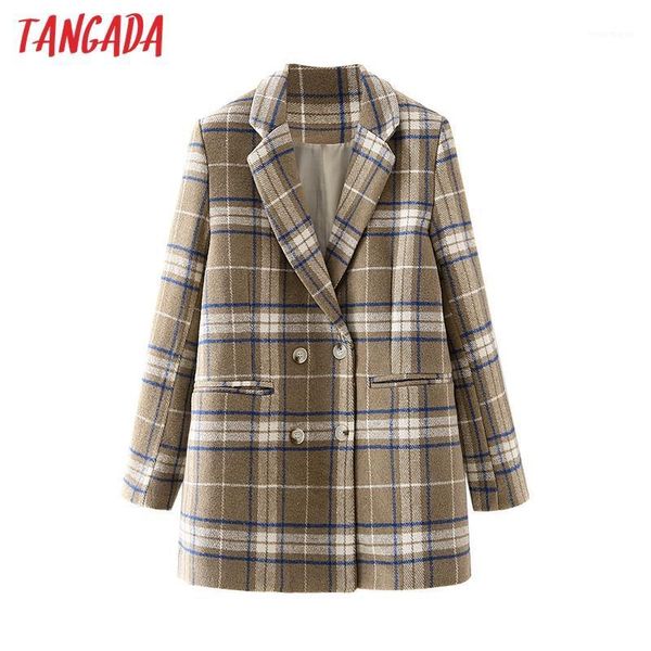 tangada women winter coffee plaid woolen blazer coat vintage double breasted long sleeve female outerwear chic da1781, White;black
tangada women winter coffee plaid woolen blazer coat vintage double breasted long sleeve female outerwear chic da1781, White;black